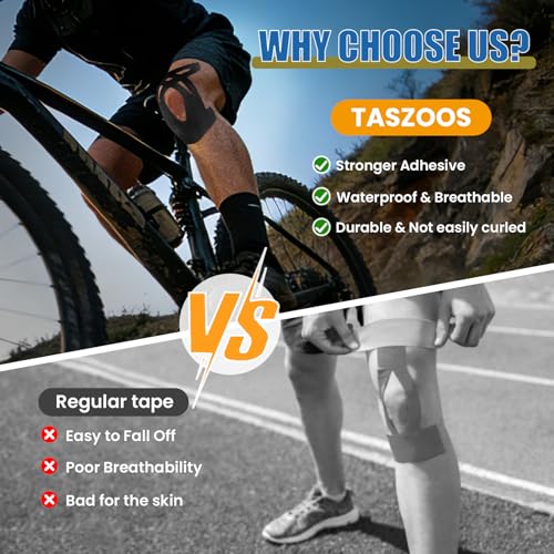 TASZOOS Pre-Shaped Kinesiology Tape for Knees - 14Pcs Waterproof Knee Tape for Knee Pain Relief, Knee Support - Elastic & ...