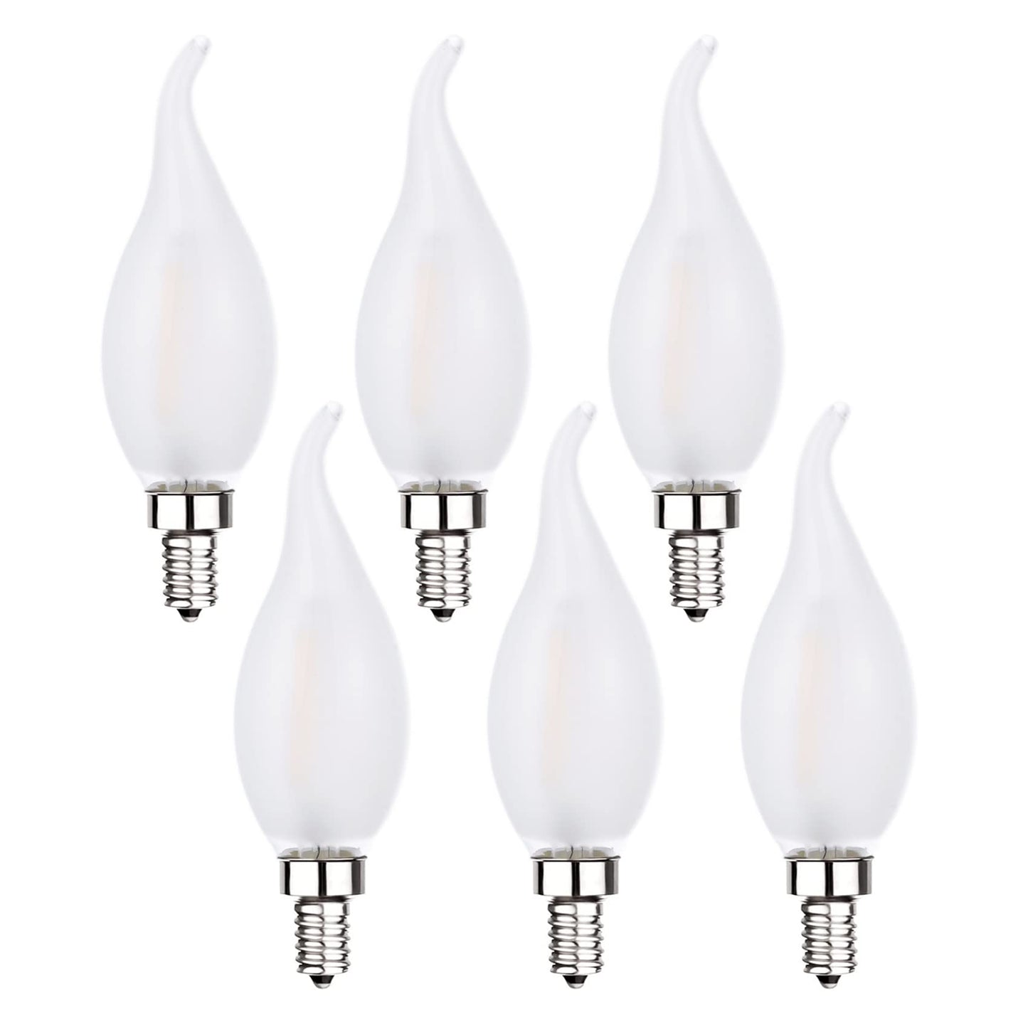Sunaiony Frosted LED Candelabra Bulbs E12 25W Equivalent Warm White 2700K CA11 6 Pack