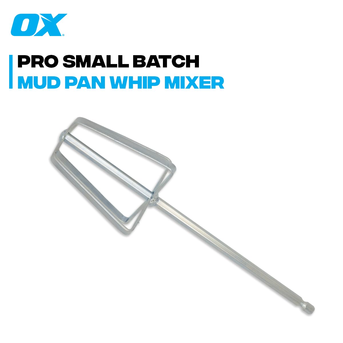 OX Tools Drywall Mud Mixer - Quick Mixing Joint Compound Mixer with Steel Construction, Fits 1/4" Quick Connect - Flat Profile Perfectly Fits Mud Pan, Easy to Clean Finish as a Paint or Cement mixer