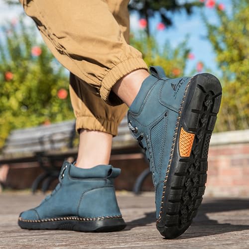 CrazySavage Mens Casual Leather Orthopedic Handmade Boots Fashion Mid Top Walking Driving Shoes Waterproof Arch Support Sp...