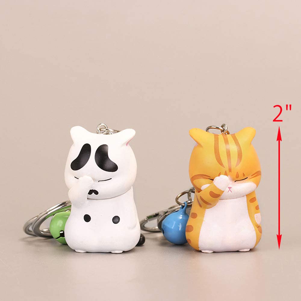GAIORD Cat Keychain Charms, Key Ring Cute Key Chain Shy Chubby Kitten Trinket Bag Decor (Khaki)