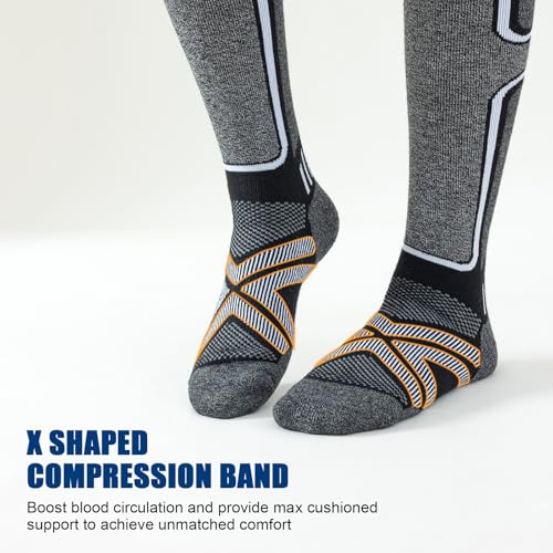 Cirorld Merino Wool Ski Socks Women Men,2 Pairs Knee High Winter Warm Skiing Socks Performance Thermal Snowboarding Socks