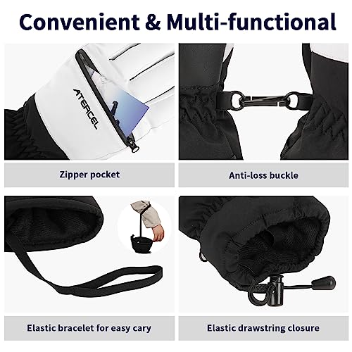 Waterproof Ski Gloves, Warm 3M Thinsulate Gloves, Touchscreen, for Men Women in Skiing, Snowboarding, Snowmobiling, Hiking