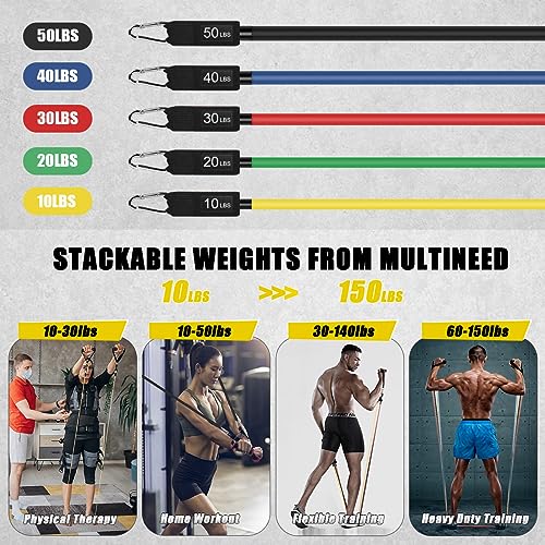 23 Pack Resistance Bands Set Workout Bands, 5 Stackable Exercise Bands 5 Loop Resistance Bands 2 Core Sliders, Door Anchor...