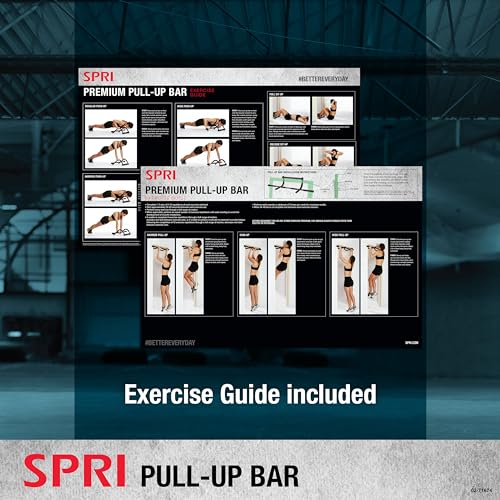 SPRI Pull Up Bar - 8-Grip and 12-Grip Door Frame Mounting Pull-Up Bar for Versatile Workouts - Rugged Steel Frame with Foa...