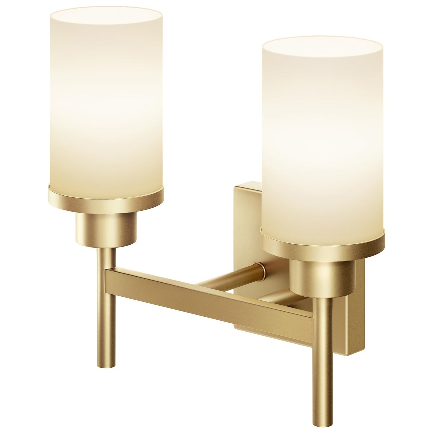 Aoneon Vanity Lighting Fixtures With White Frosted Glass Shade  Double Wall Lamps For Bathroom Mirror Bedroom Living Room Washroom Porch  Gold T001Gd-L2