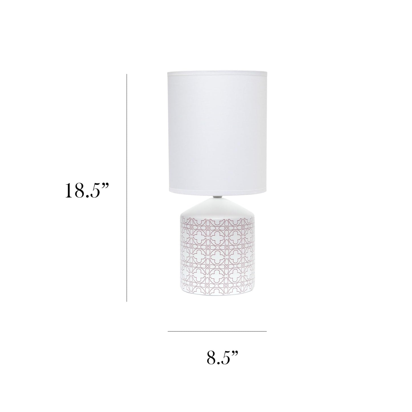 Simple Designs Table Lamp, Fleur De Lis Pattern, Ceramic, Tan, 8.5inL x 8.5inW x 18.5inH, Model LT2077-FLO