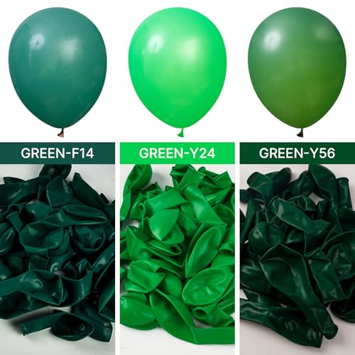 PartyWoo Dark Green Balloons 145pcs Different Sizes of 18 12 10 5 Inch Emerald Hunter Forest Green Balloon Arch Kit for Bi...