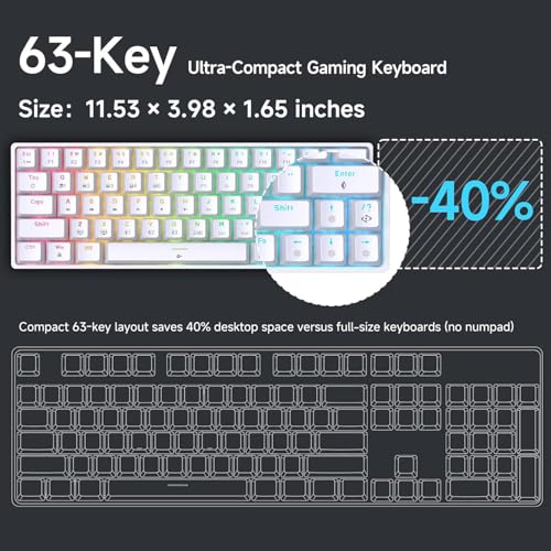DIERYA DK63 60% Wireless Mechanical Gaming Keyboard | Bluetooth/2.4G/Wired | RGB Backlit | Anti-Ghosting Compact 63-Keys M...