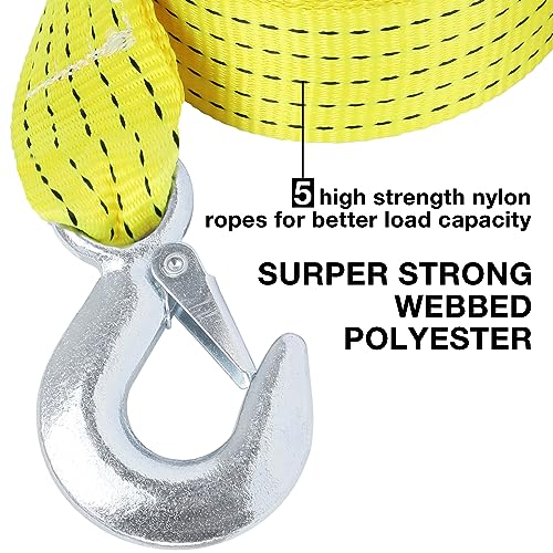 Sumpluct ATV Tow Strap with Hooks 20 ft,15000 lbs Towing Straps Heavy Duty with Hook 2 inch x 20 Foot Ropes for Trucks Veh...