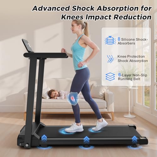 FANOFUN Folding Treadmill with Handles - 2.5HP Ultra-Quiet Electric Treadmill for Home, 300LBS Capacity, 12 Programs, Shoc...