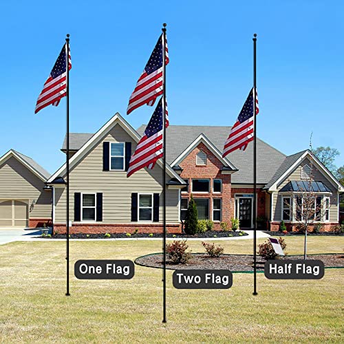 NELXINJO 25FT Heavy Duty Flagpole Kit for Outside House, 2.1" Bottom Tube, Tapered Aluminum Pole with All Hardware & 3x5 U...