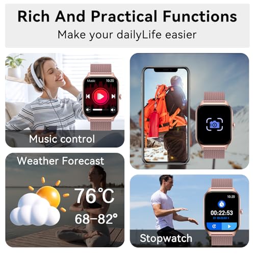 Smart Watch for Women Fitness Tracker: Rose Gold Bluetooth Make Answer Call Digital Mens watches Waterproof Run Smartwatch...