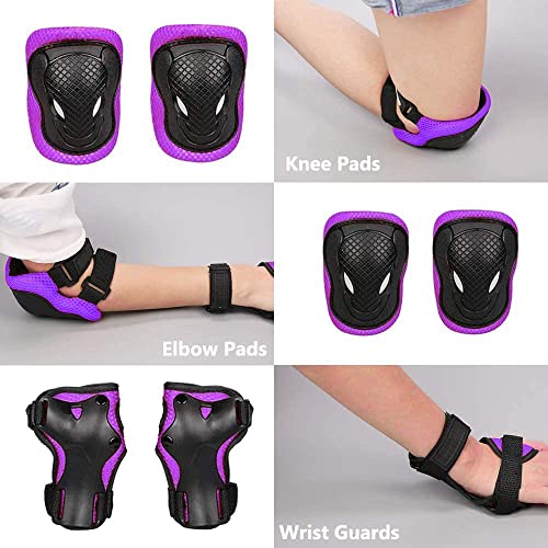 Kids Bike Helmet Skateboard Knee Pads - Kids Helmet Elbow Pads Wrist Guards Adjustable for 5~15yrs Girl Boy Kids Protectiv...