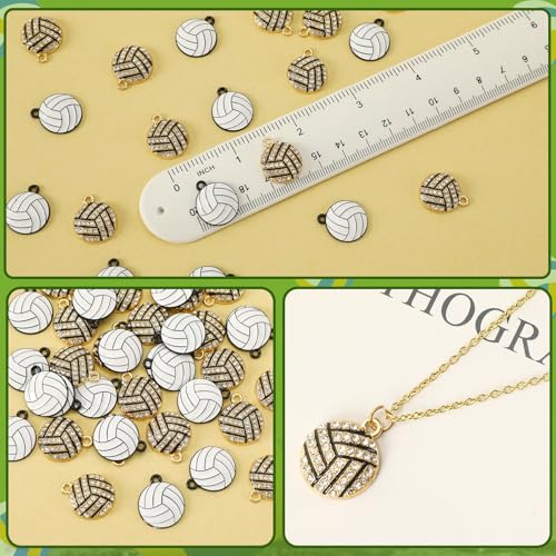 MARFOREVER Sports Charms, 40 Pcs/20 Pairs Volleyball Charms for Jewelry Making, Rhinestone Ball Game Enamel Charm Pendants...