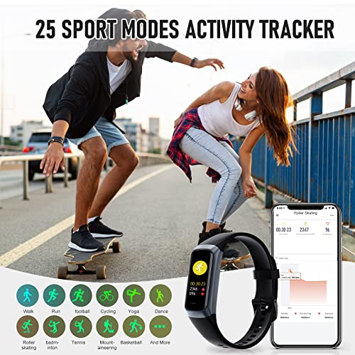 Fitness Tracker with 24/7 Heart Rate Blood Oxygen Sleep Monitor, 1.1" AMOLED Touch Screen Activity Tracker Smart Watches, ...