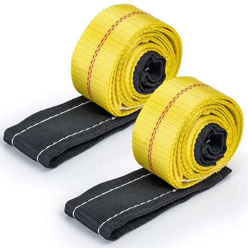 2" x 6.6Ft Heavy Duty Lifting Straps (2-Pack) - 9400LB Capacity Recovery & Tree Saver Strap with Loops, Industrial Lifting...