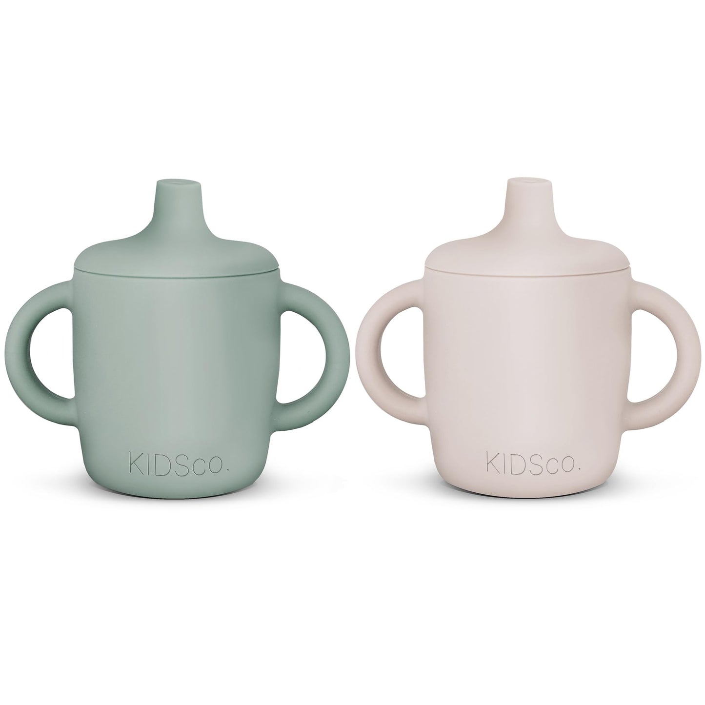 Silicone Sippy Cups for Babies & Toddlers 6+ Months – 5oz Spill Proof Training Cup with Soft Spout & Easy Grip Handles – BPA Free, Unbreakable, Non-Toxic Transition Cup (2 pack Green and Sandy Shore)