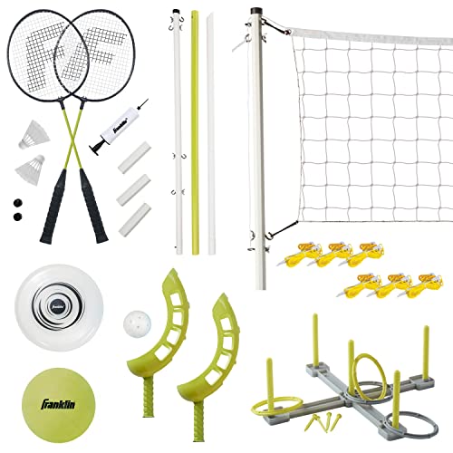 Franklin Sports Fun 5 Combo Outdoor Game Set - Backyard, Beach + Camping Games for Kids - Badminton, Volleyball, Flip Tos...