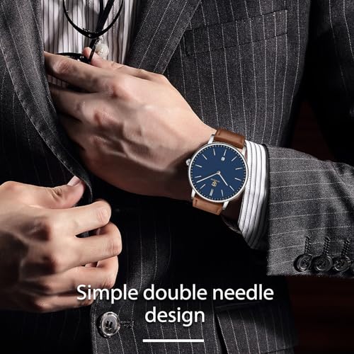 L LAVAREDO Watch for Men, Extremely Thin Mens Watches Minimalist Analog Men's Leather Wrist Watches with Time/Date, Birthd...