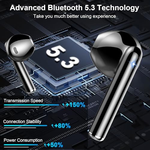 Wireless Earbuds, 2025 Bluetooth 5.3 Headphones HiFi Stereo Ear buds with ENC Noise Cancelling Mics, 40H Bluetooth Earbuds...