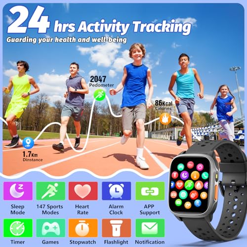 meoonley Kids Watch with 140 Sports Modes, 1.5" Kids Fitness Tracker, Girls Smart Watch, No APP/Phone Required, Sleep Moni...