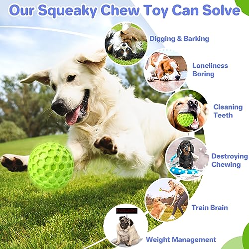 DISSKNIC Interactive Squeaky Dog Balls, Dog Toys for Aggressive Chewers Large Breed for Relieving Anxiety, Dogs Chew Toys ...