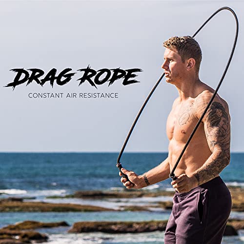 Rx Smart Gear Drag Jump Rope w/Non Slip Ergonomic Handles - Weighted Polypropylene Rope for Fitness & Exercise, Cardio Wor...