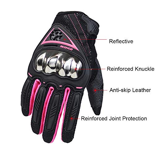Scoyco Woman Motorcycle Gloves Touch Screen Armor Breathable Female Glove Anti-Skid MBX/MTB/ATV Sport Pink Dirt Bike Gloves