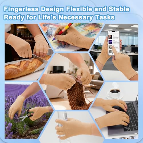 DRNAIETY 2-Pair Arthritis Compression Gloves- for Hand Arthritis, Carpal Tunnel Pain, Rheumatoid Arthritis, RSI, Fingerles...
