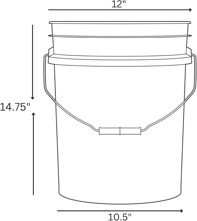 House Naturals 5 Gallon Food Grade Plastic Bucket with Air Tight Screw on Lid Made in USA Container (Yellow Bucket with Aqua Lid)