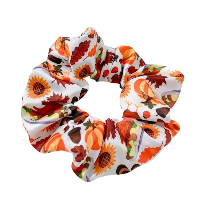Thanksgiving Pumpkin Hair Scrunchy Fall Turkey Ponytail Holder Thanksgiving Hair Scrunchies JHT22 (Set-A)