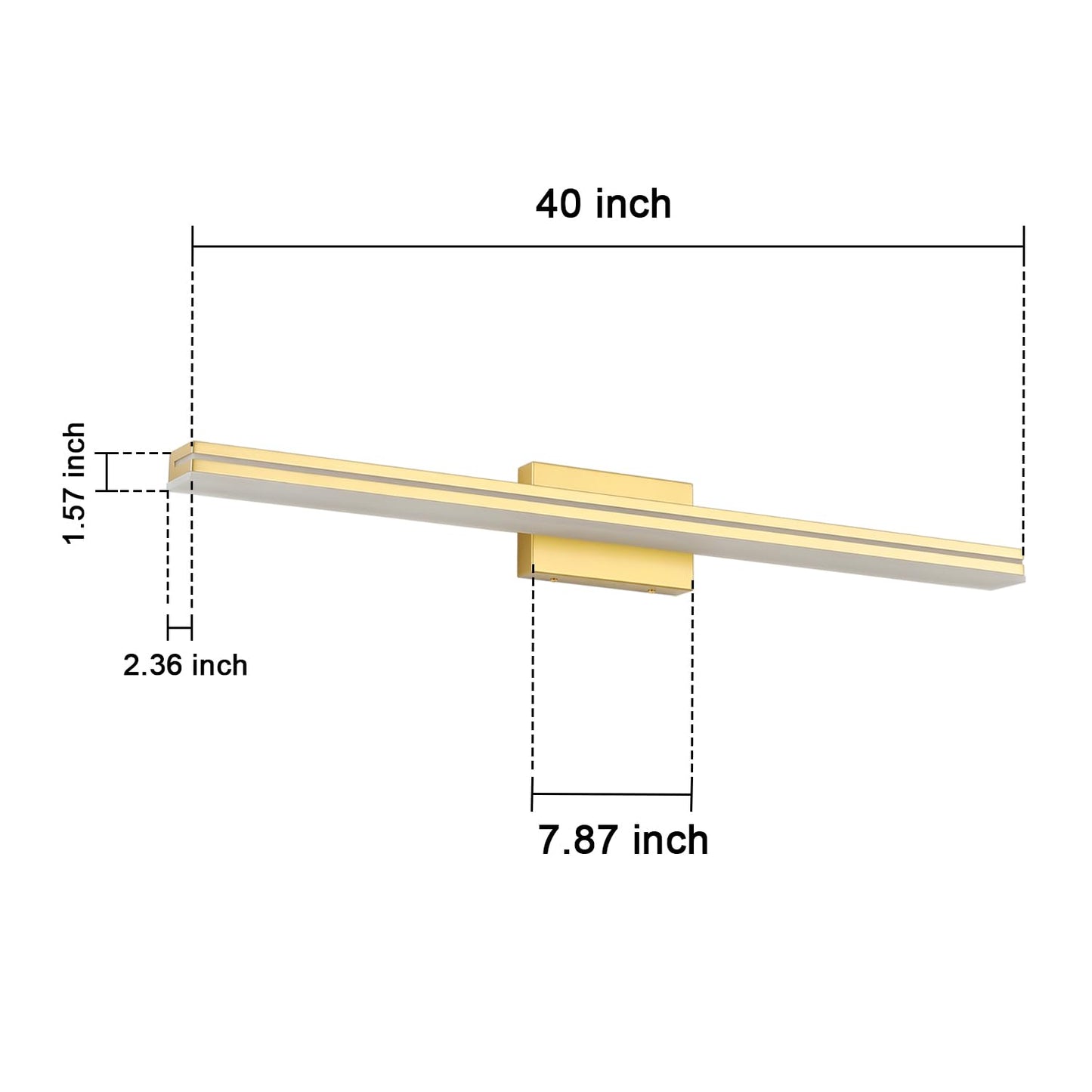 Sinerise 40-Inch Led Modern Bathroom Vanity Light Bar  Gold Modern Acrylic Bathroom Wall Lighting Fixtures Over Mirror (Cool White 6000K)