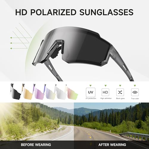 Foliful 3 Pack Polarized Sunglasses for Men Women, Sports Mens Sunglasses with UV Protection for Baseball Cycling Running