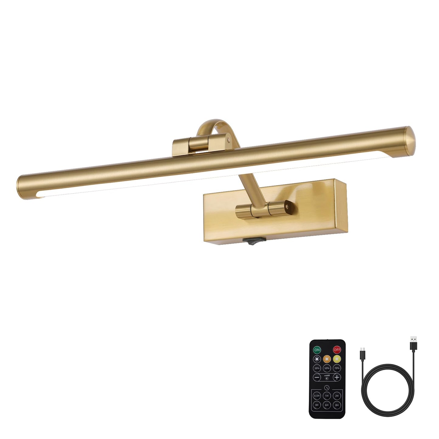 Wireless Picture Lights For Wall Battery Operated Brass Art Light For discomfort-reducingtings With Remote 3Cct Dimmable Potrait Lighting Rotatable Display Lighting 16 Rechargeable Wall Lamp For Frame Dartboard