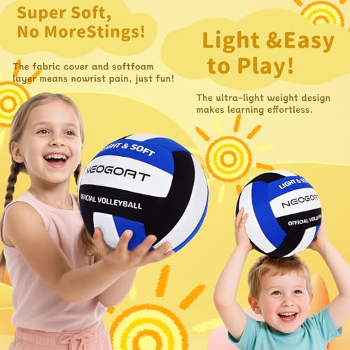 NEOGOAT Soft Volleyball for Indoor Practice-Super Soft & Silent Fabric Indoor Volleyball Lightweight for Kids Youth Beginn...