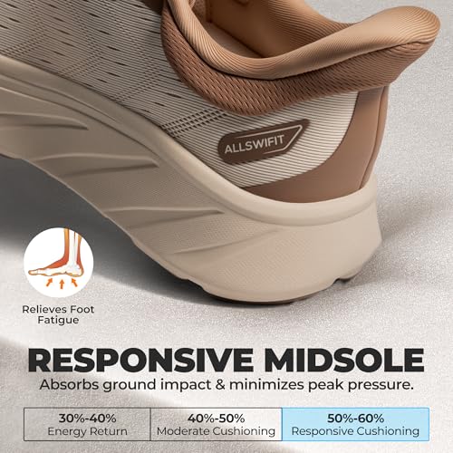 ALLSWIFIT Women's Slip On Stability Walking Shoes Hands Free Non-Slip Tennis Running Comfortable StediBase Workout Gym Bre...