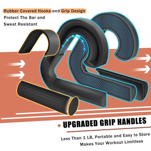 MOIKYIGI Neutral Grip Handles for Pull Up: Ergonomic Portable Hooks for Barbell Row Deadlift Resistant Bands for Home Gym ...