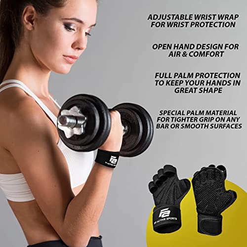 Fit Active Sports New Ventilated Weight Lifting Workout Gloves with Built-in Wrist Wraps for Men and Women - Great for Gym...