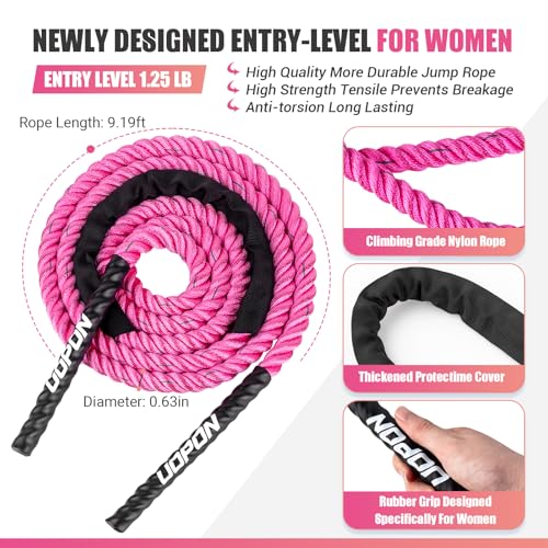 Weighted Jump Rope for Women, Heavy Skipping Rope for Exercise with Training Poster, 9.2FT Weight Fitness Jump Rope for Im...