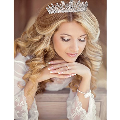 TecUnite 2 Pack Silver Tiara and Crowns for Women Crystal Princess Crown with Combs Wedding Tiaras for Bride Rhinestones H...