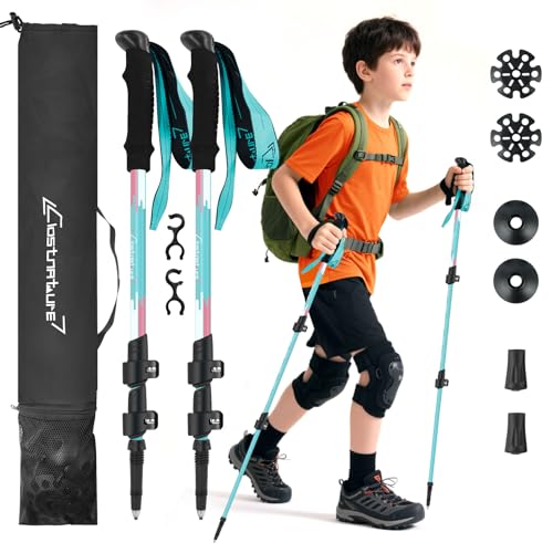 Clostnature Kids Trekking Poles for Hiking – Collapsible Lightweight Hiking Poles, 2 Pack Aluminum Walking Sticks for Chil...