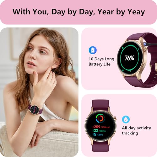 Smart Watch for Women, Answer/Makr Call, 1.32'' AMOLED Ultra-Clear Screen Fitness Trackers with Heart Rate/Sleep/SpO2 Moni...