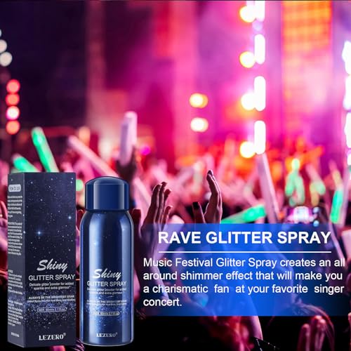 Lezero Body Glitter Spray, Temporary Shiny Hairspray for Face, Hair, Clothing, Long Lasting Quick-Drying Shimmer Mist for ...