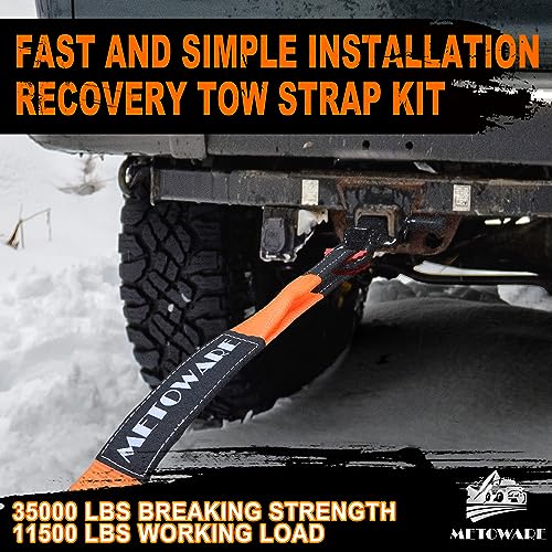 METOWARE Heavy Duty Tow Strap Recovery Kit - 3" x 20ft(35,000lbs) Tree Saver Winch Strap + 3/4" D Ring Shackles(2pcs) + St...