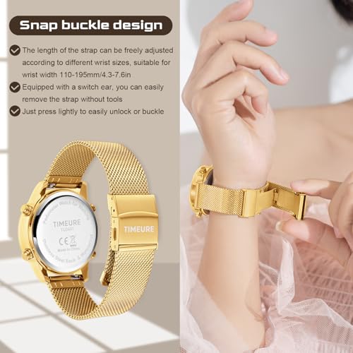 Women's Step Counter Pedometer Watch with Stainless Steel Bracelet, Stylish Design, No App, No Charging Needed for Step, C...