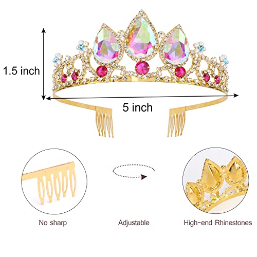 Velscrun Girls Rapunzel Crown, Princess Tiara Headband, Multicolored Crowns for Birthday Party and Halloween Cosplay