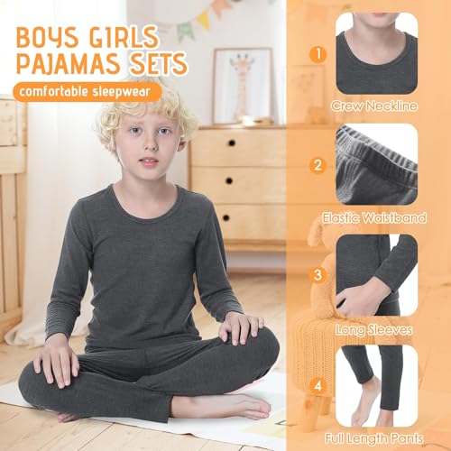 Zando 2 Set Kids Thermal Underwear Set - Kids Thermal Top and Bottom Winter Long Johns Fleece Lined Base Layer for Boys Girls