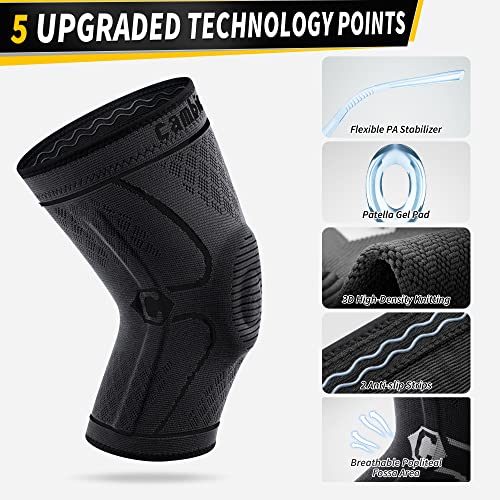 CAMBIVO Knee Brace for Men & Women, 2 Pack Knee Compression Sleeve for Knee Pain Relief, Knee Brace with Side Stabilizers...
