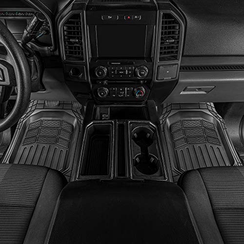 BDK Cat® CAMT-9013 (3-Piece) Large Heavy Duty Rubber Car Floor Mats with Trunk Cargo Liner, Trim to Fit Front & Rear Combo...